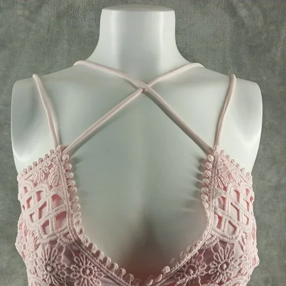 NWT FRANCESCA Mi Ami Bralette Lace Smocked M(8-10) Pink Stra Cross Back - Picture 3 of 12
